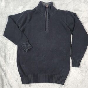 Oscar De La Renta Sweater Mens Small‎ Black Half Zip Pullover Mock Neck Classic